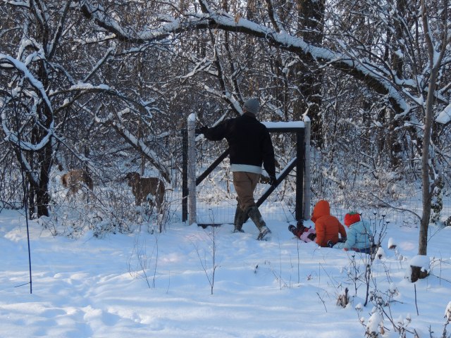 John, Clara & Jane with sled