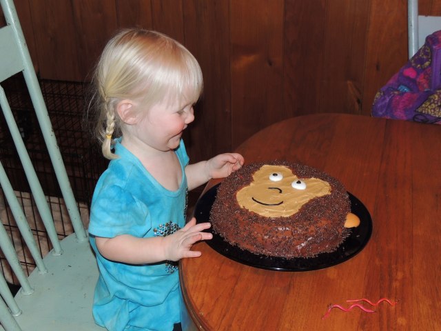 Jane 2nd birthday with monkey cake