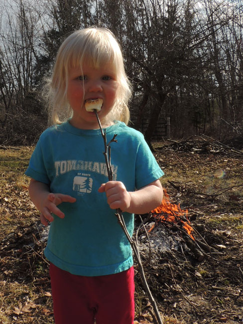 Jane eating marshmallow