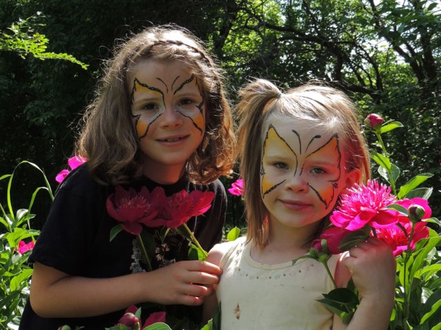 Ivy and Clara butterfly faces and "planies"