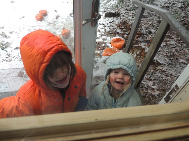 Jane and Clara at the door