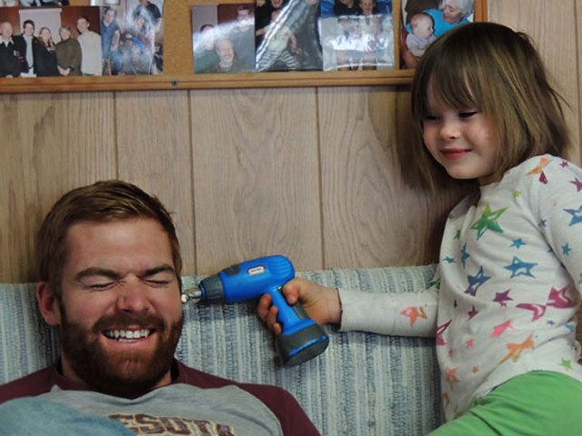 Clara "drilling" Johnny