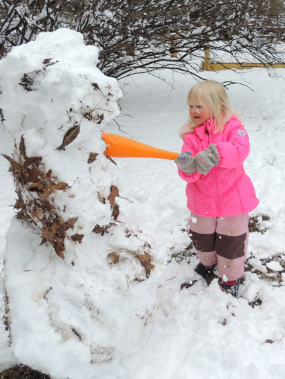 Jane smashing snowman