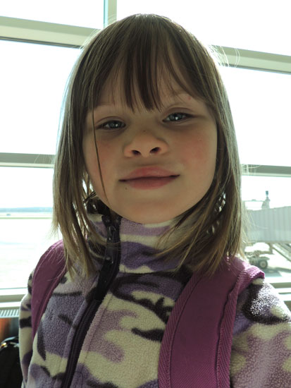 Clara whistled while she wandered her way through the airports so at least we could hear her...