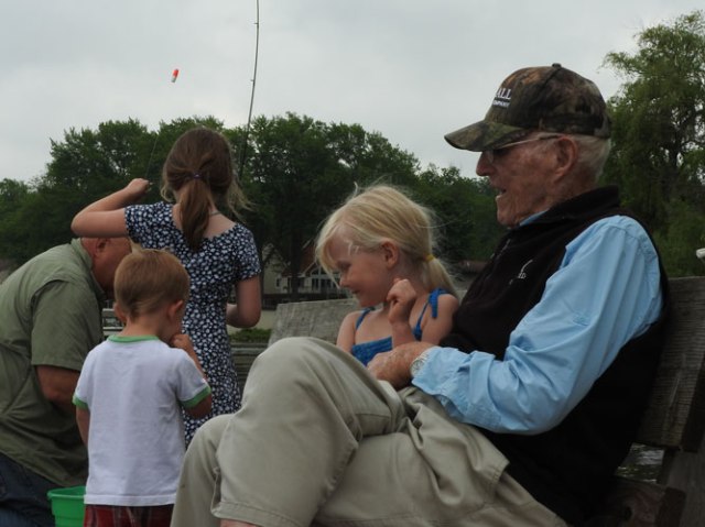 Jonas, Clara, Jane and Gramps fishing