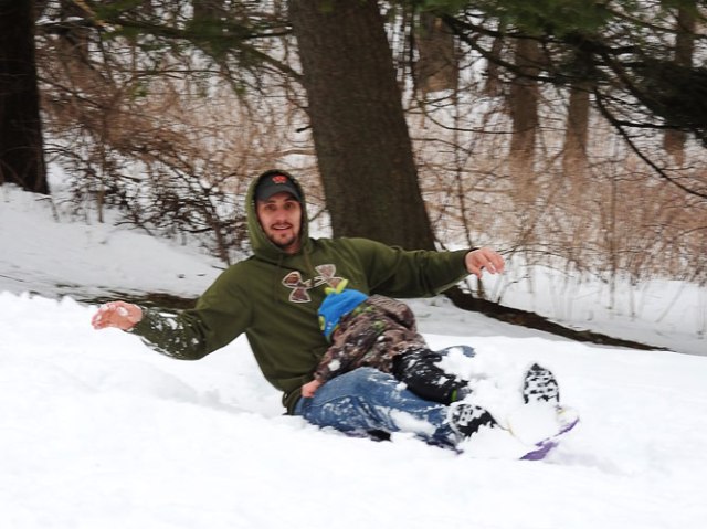 Tyler and Jonas sledding